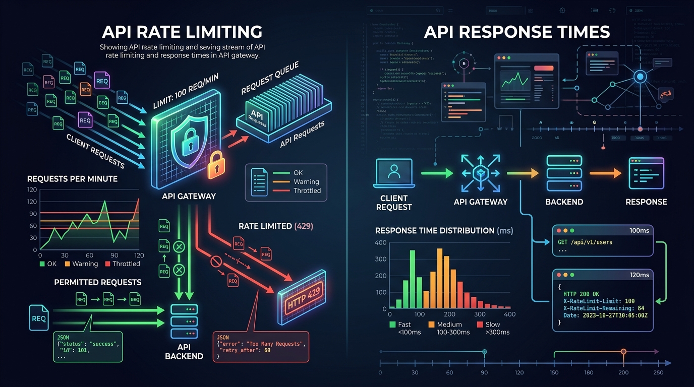 Diagram showing API rate limiting and response times