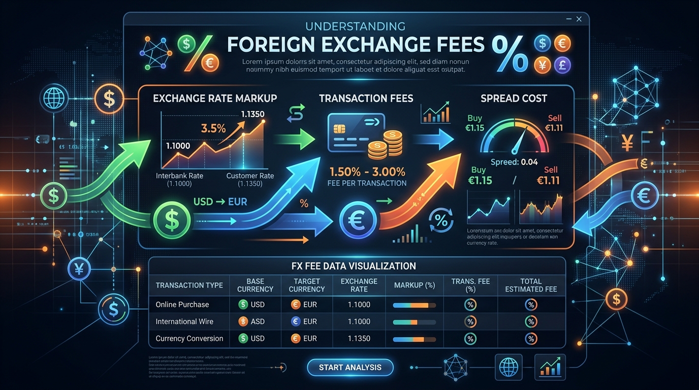 Data visualization of foreign exchange fees and currency conversion